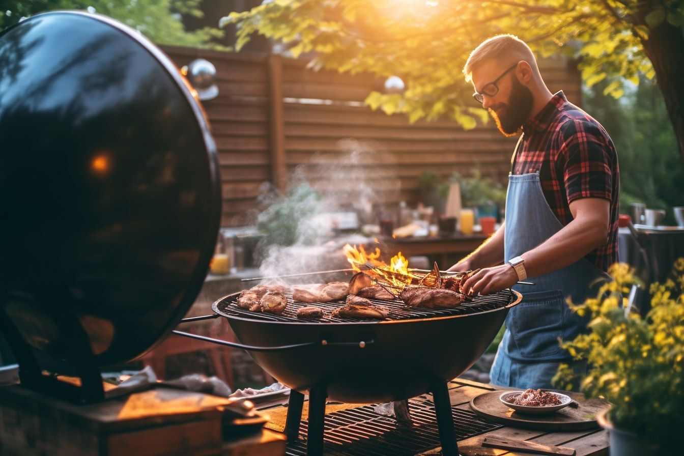DWJ_UW90_Photo_of_a_man_cooking_hotdogs_and_burgers_on_a_Kamado_3050d112-402d-4ad4-b06e-1e7eb4a0e851