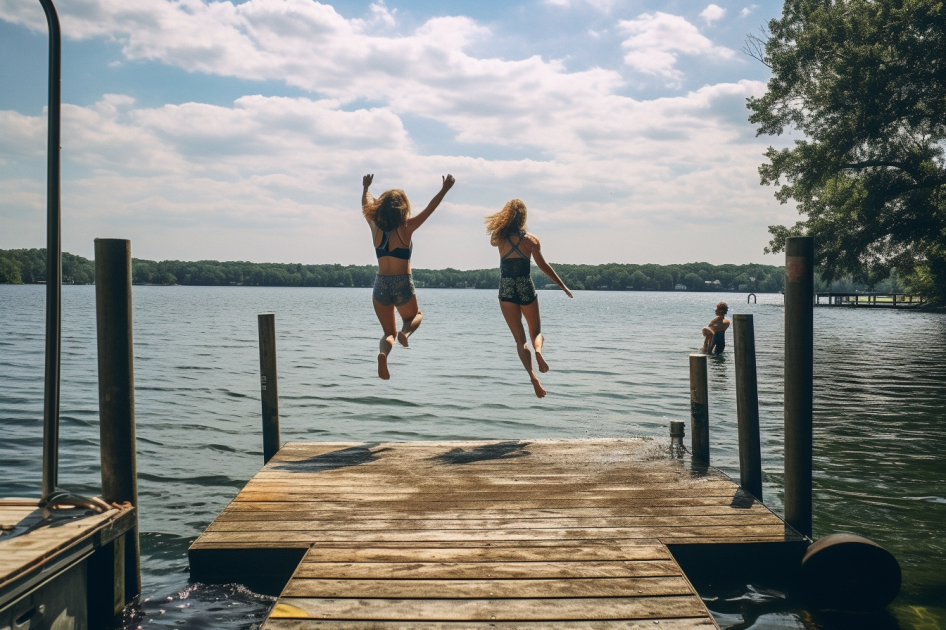 DWJ_UW90_a_couple_of_people_jumping_off_a_dock_at_the_lake_with_b8892841-303e-4961-b094-1ec291a799df